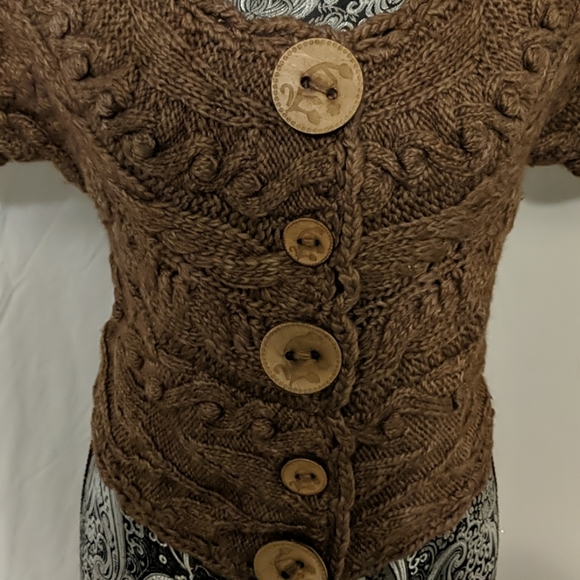 Anthropologie wood button crochet sweater - Picture 3 of 8